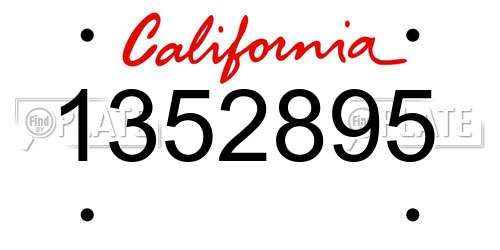 1352895 California License Plate