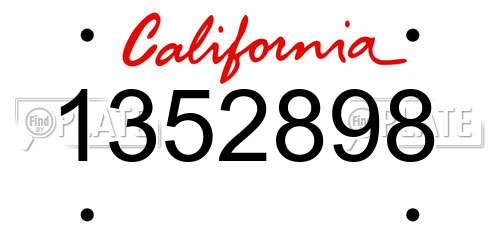 1352898 California License Plate