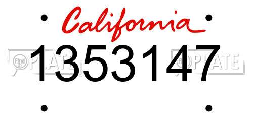 1353147 California License Plate