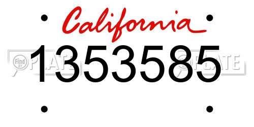 1353585 California License Plate