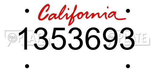 1353693 California License Plate