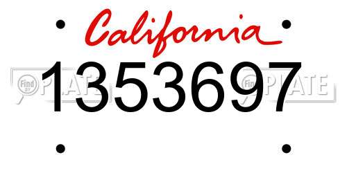 1353697 California License Plate