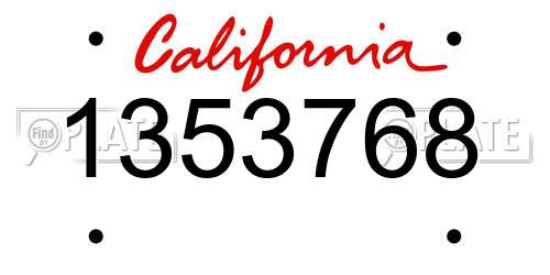 1353768 California License Plate