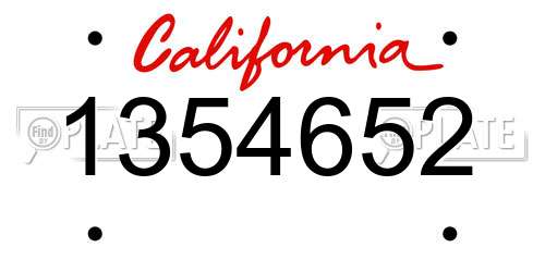 1354652 California License Plate