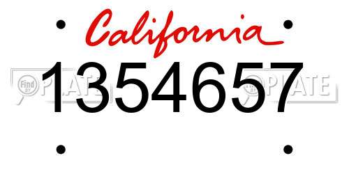 1354657 California License Plate