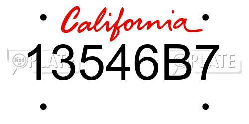 13546B7 California License Plate