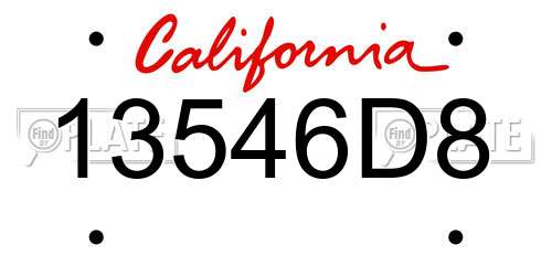 13546D8 California License Plate