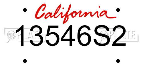 13546S2 California License Plate