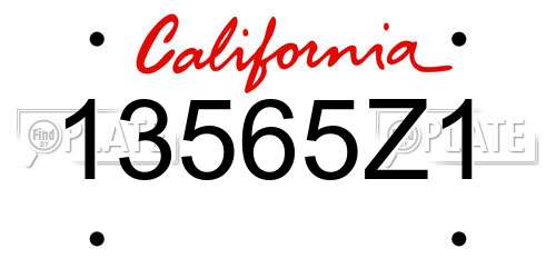 13565Z1 California License Plate