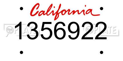 1356922 California License Plate