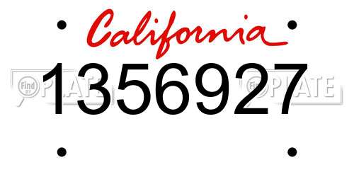 1356927 California License Plate