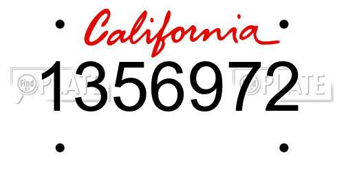 1356972 California License Plate