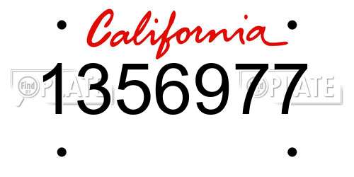 1356977 California License Plate