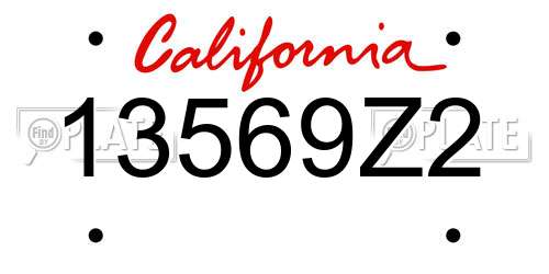13569Z2 California License Plate