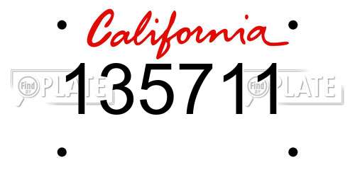 135711 California License Plate