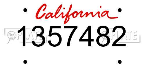 1357482 California License Plate