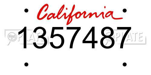 1357487 California License Plate