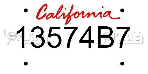 13574B7 California License Plate
