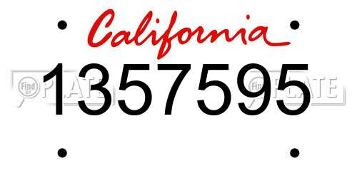 1357595 California License Plate