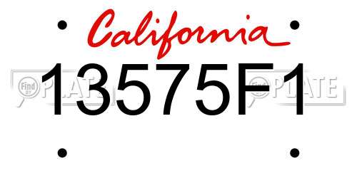 13575F1 California License Plate