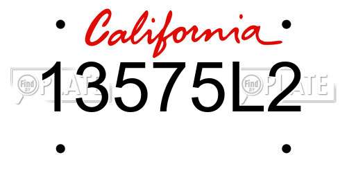 13575L2 California License Plate
