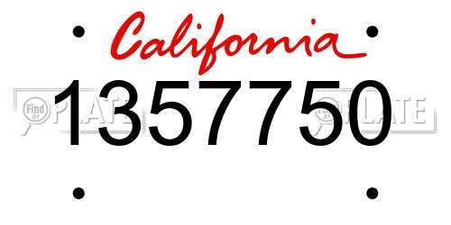 1357750 California License Plate