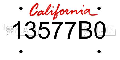 13577B0 California License Plate