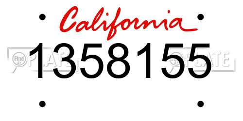 1358155 California License Plate