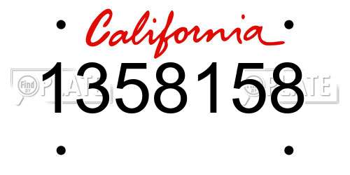 1358158 California License Plate
