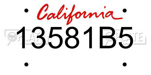 13581B5 California License Plate