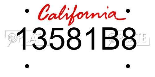 13581B8 California License Plate