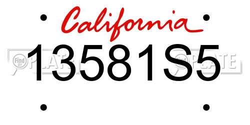 13581S5 California License Plate