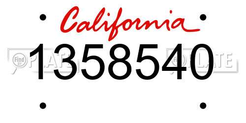 1358540 California License Plate