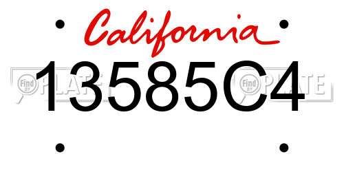 13585C4 California License Plate