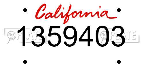 1359403 California License Plate