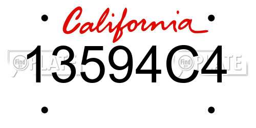 13594C4 California License Plate