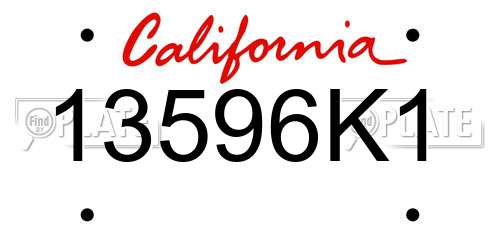 13596K1 California License Plate