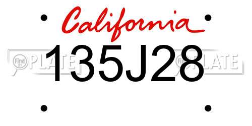 135J28 California License Plate