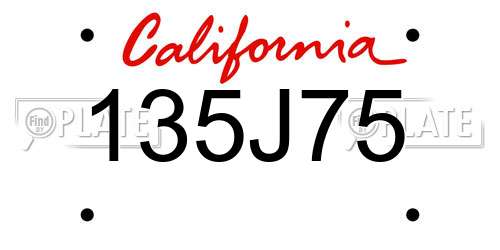 135J75 California License Plate