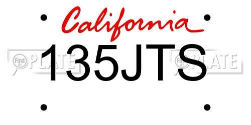 135JTS California License Plate