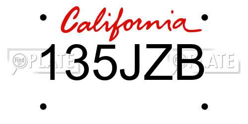 135JZB California License Plate