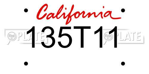 135T11 California License Plate