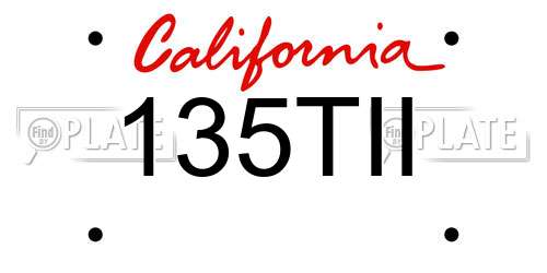 135TII California License Plate