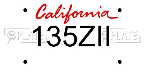 135ZII California License Plate