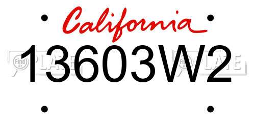13603W2 California License Plate