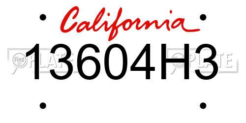 13604H3 California License Plate