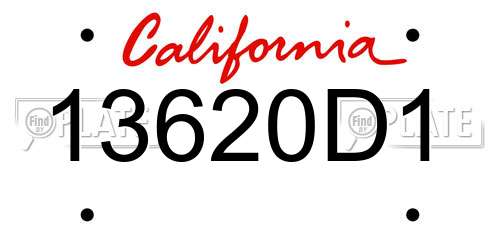 13620D1 California License Plate