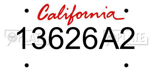 13626A2 California License Plate