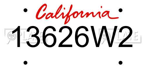 13626W2 California License Plate