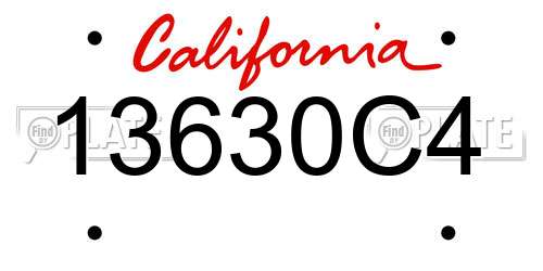 13630C4 California License Plate